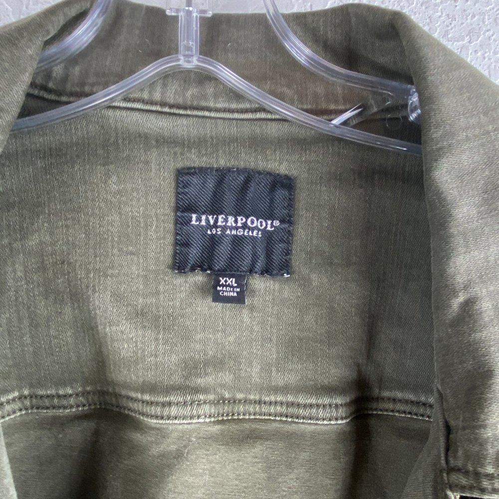 Liverpool Jeans Company Olive Green Moto-Style Jean Jacket - Picture 3 of 12